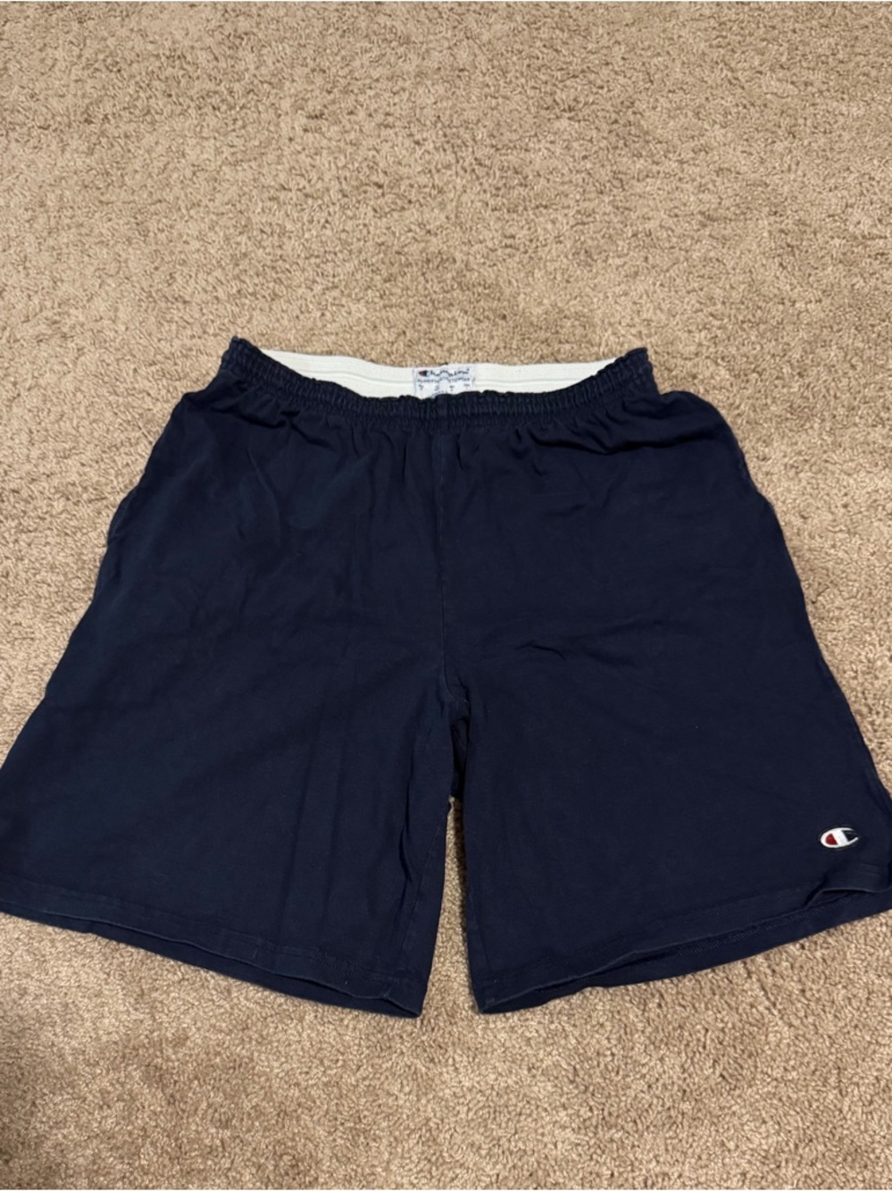 Champion Navy Blue Athletic Shorts with Small Logo